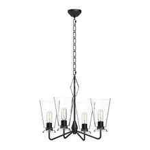 Load image into Gallery viewer, Salem 23-in Clear Glass/Matte Black 4 Lights Chandeliers