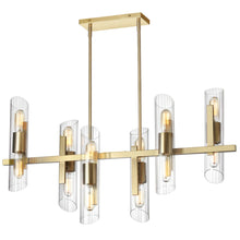 Load image into Gallery viewer, 12LT Horiz Chandelier, AGB w/ Clear Fluted Glass