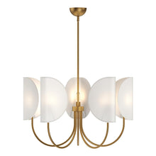 Load image into Gallery viewer, Seno 32-in Aged Gold/White Cotton Fabric 5 Lights Chandeliers