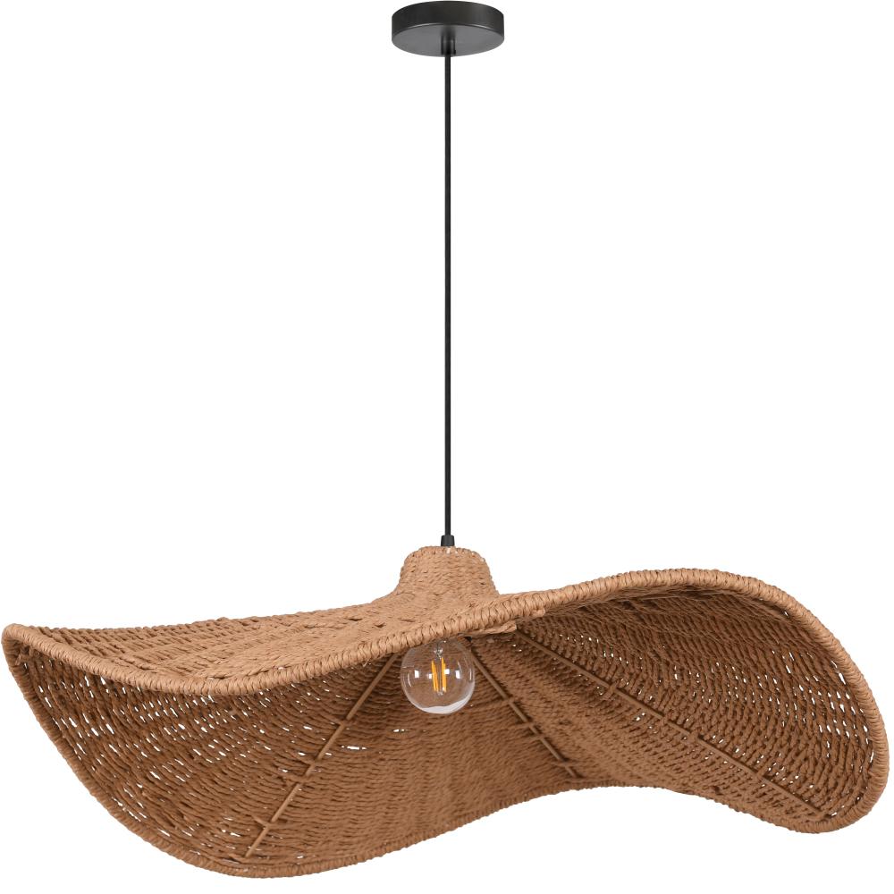 1LT Pendant, w/ Wavy Wicker Shade