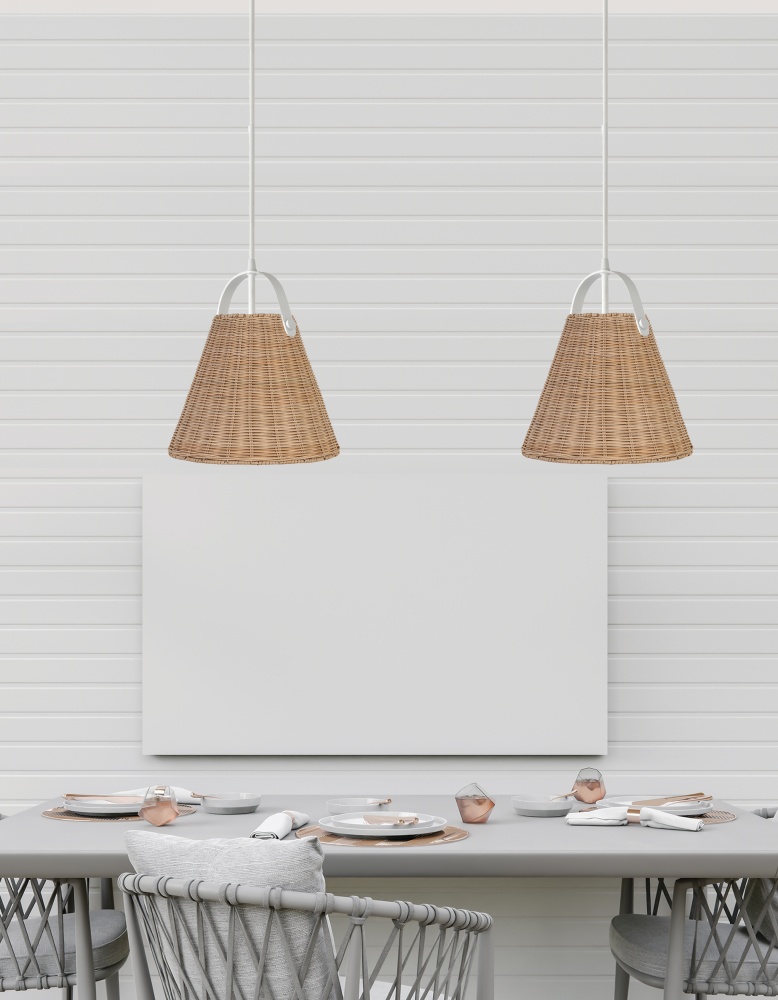 1LT Pendant, MW w/ Wicker Shade