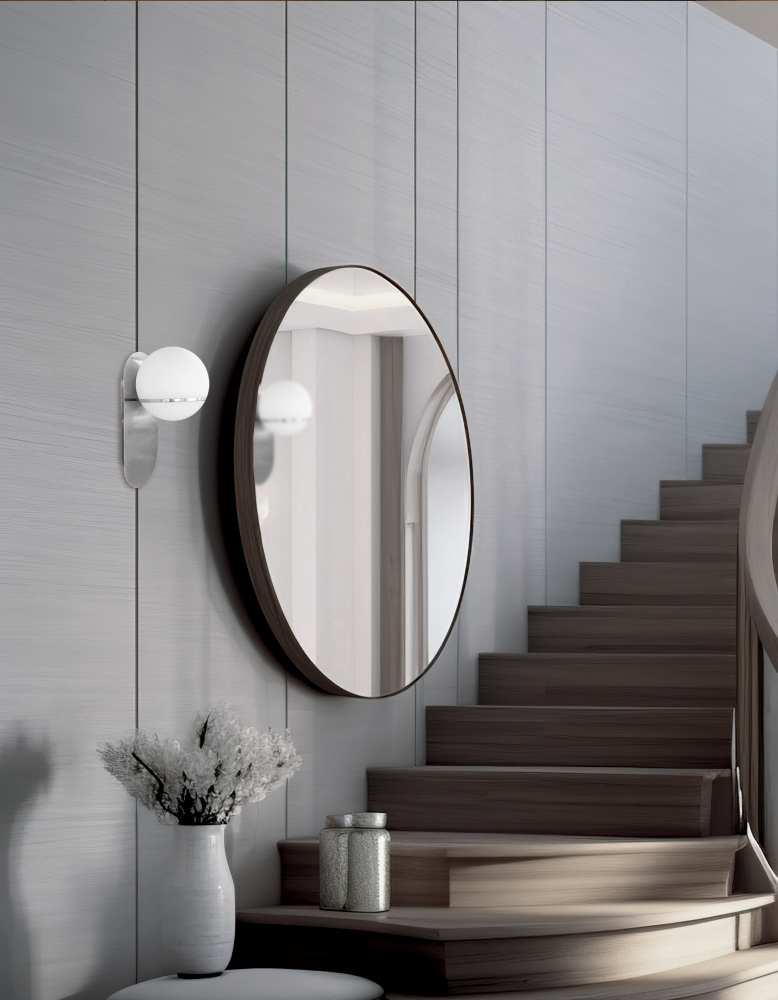 1LT Wall Sconce, PC w/ WH Glass