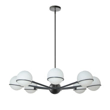 Load image into Gallery viewer, 8LT Halogen Chandelier, MB with WH Opal Glass