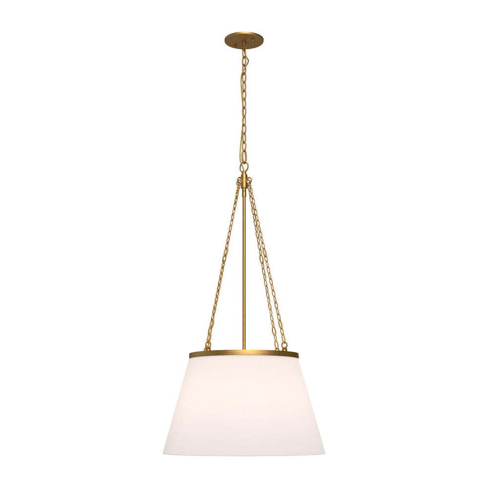Speakeasy 18-in Aged Gold/White Linen 1 Light Pendant