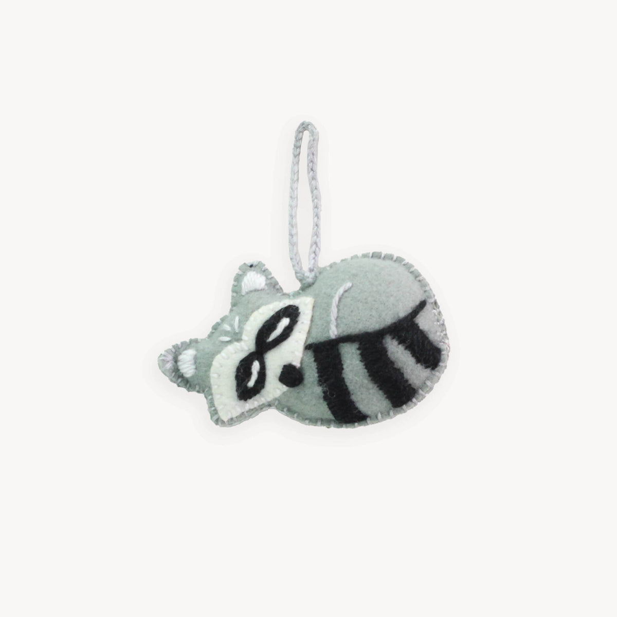 Hand Embroidered Ornament - Rockie Racoon