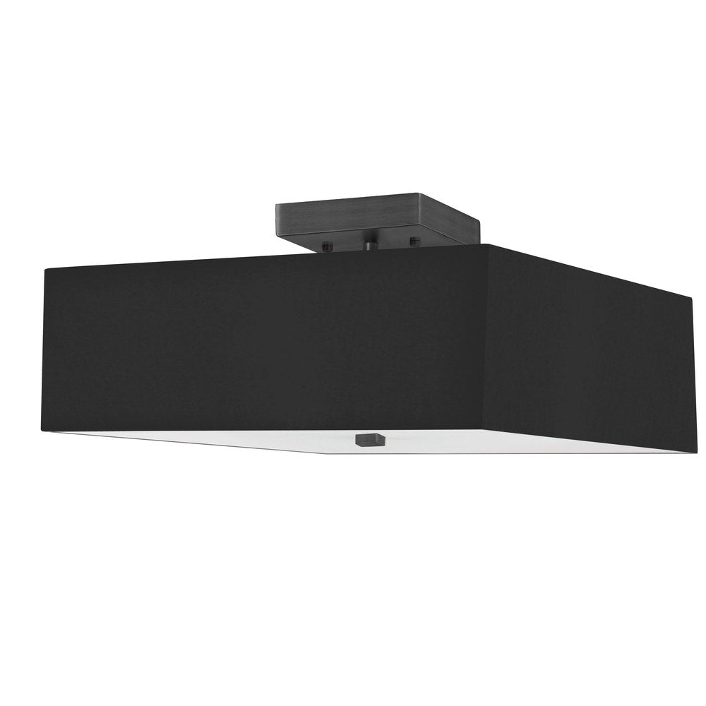 3LT Incandescent Semi-Flush MB w/ Black Shade