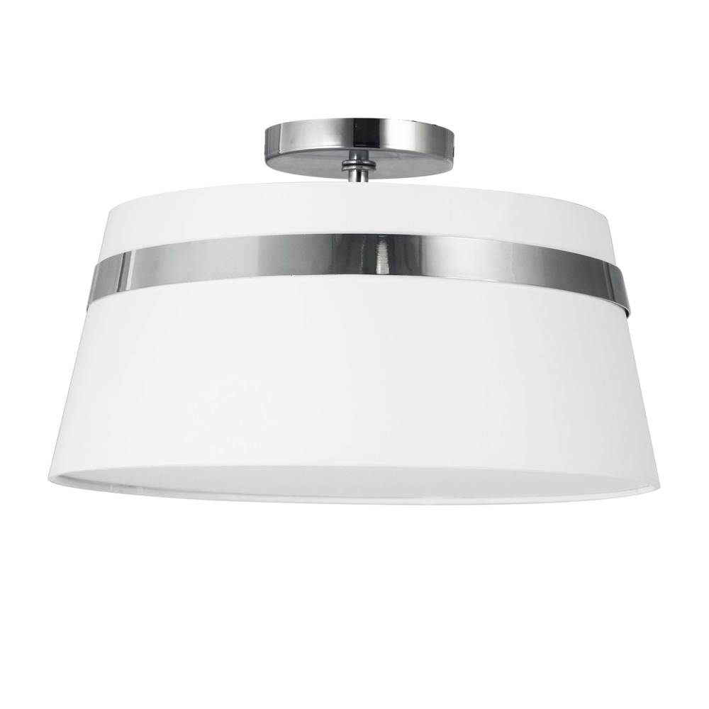 3LT Semi-Flush Mount, PC w/ WH Shade