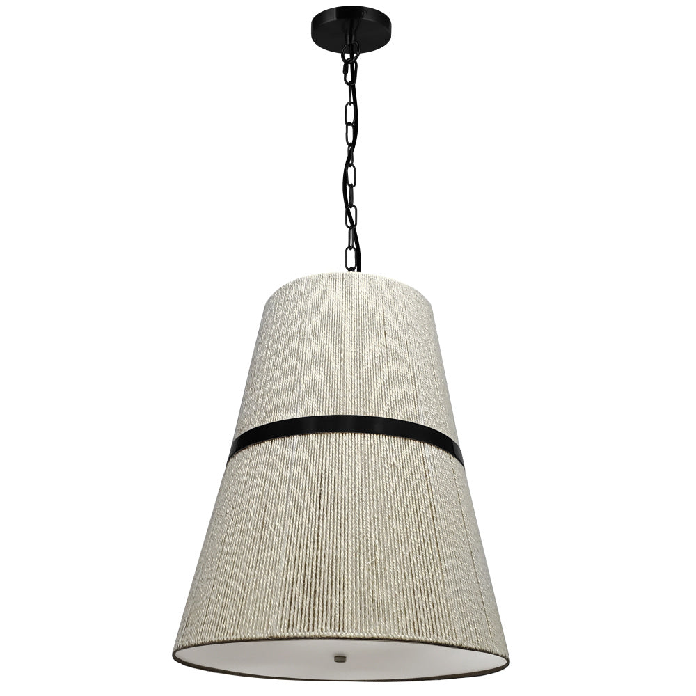 3LT Pendant, MB w/ NAT String Shade