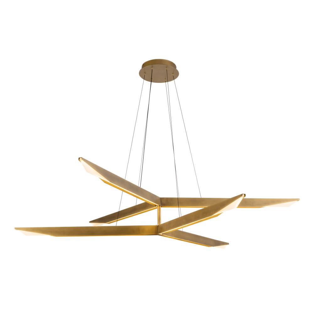 Tachi 42-in Vintage Brass LED Chandelier