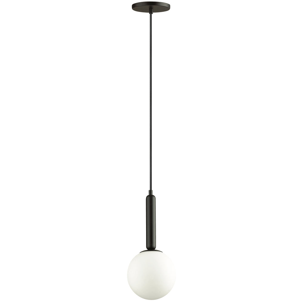 1LT Incandescent Pendant, MB w/ WH Glass