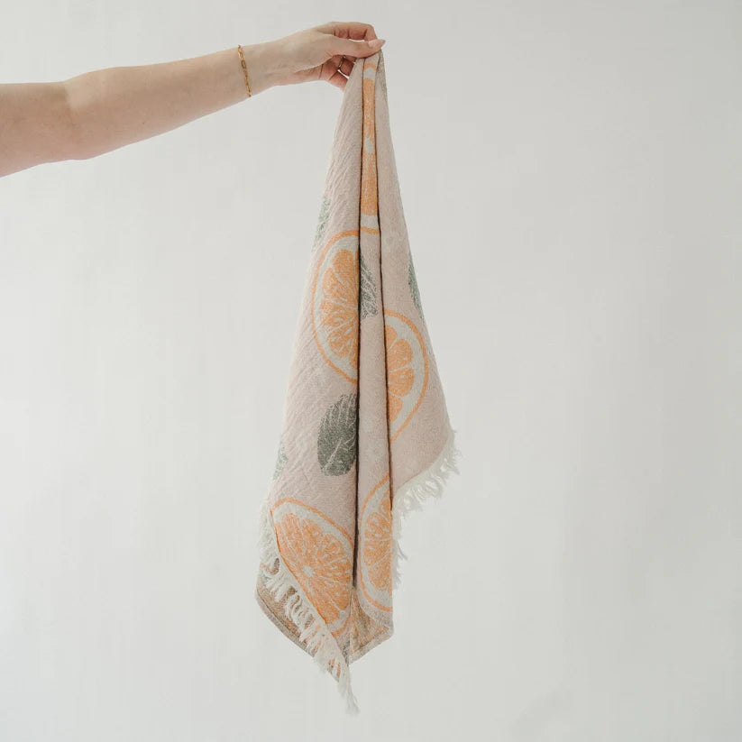 Orange and Leaf Hand Towel