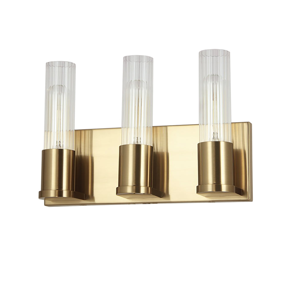 3LT Incandescent Vanity, AGB w/ CLR Fluted Glass