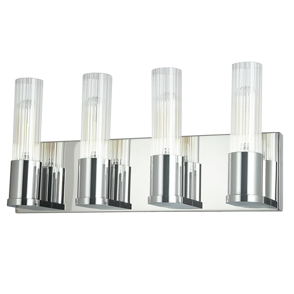 4LT Incandescent Vanity, PC w/ CLR Fluted Glass