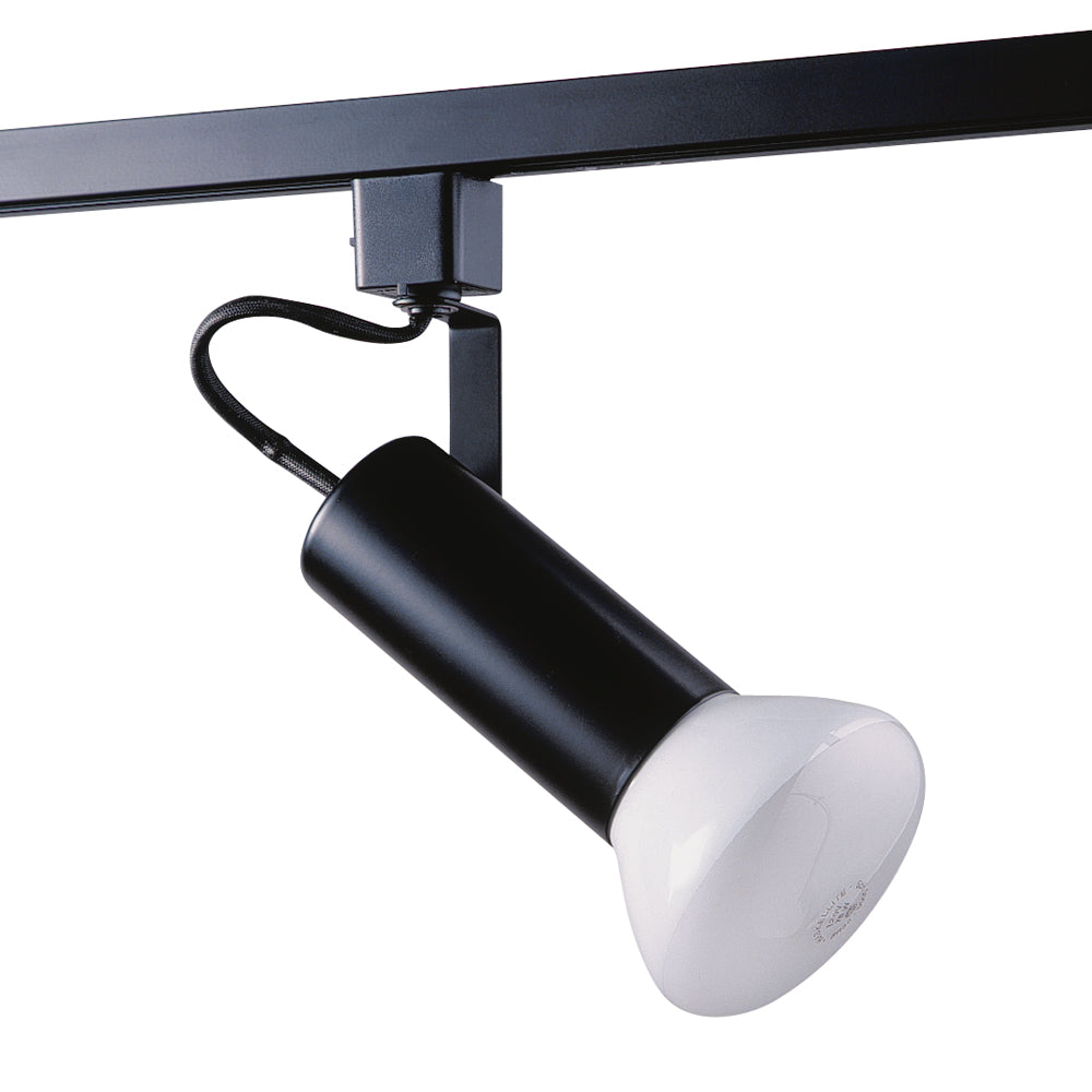 Line Voltage Universal track cylinder in a Black finish for use with Med. Base Lamps - BLK