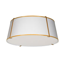 Load image into Gallery viewer, 4LT Trapezoid Flush Mount, GLD with WH Shade