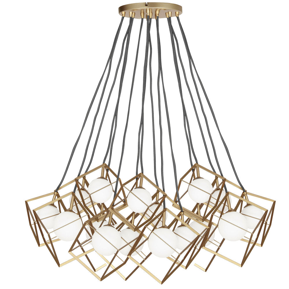 16LT Halogen Pendant, GLD with WH Glass