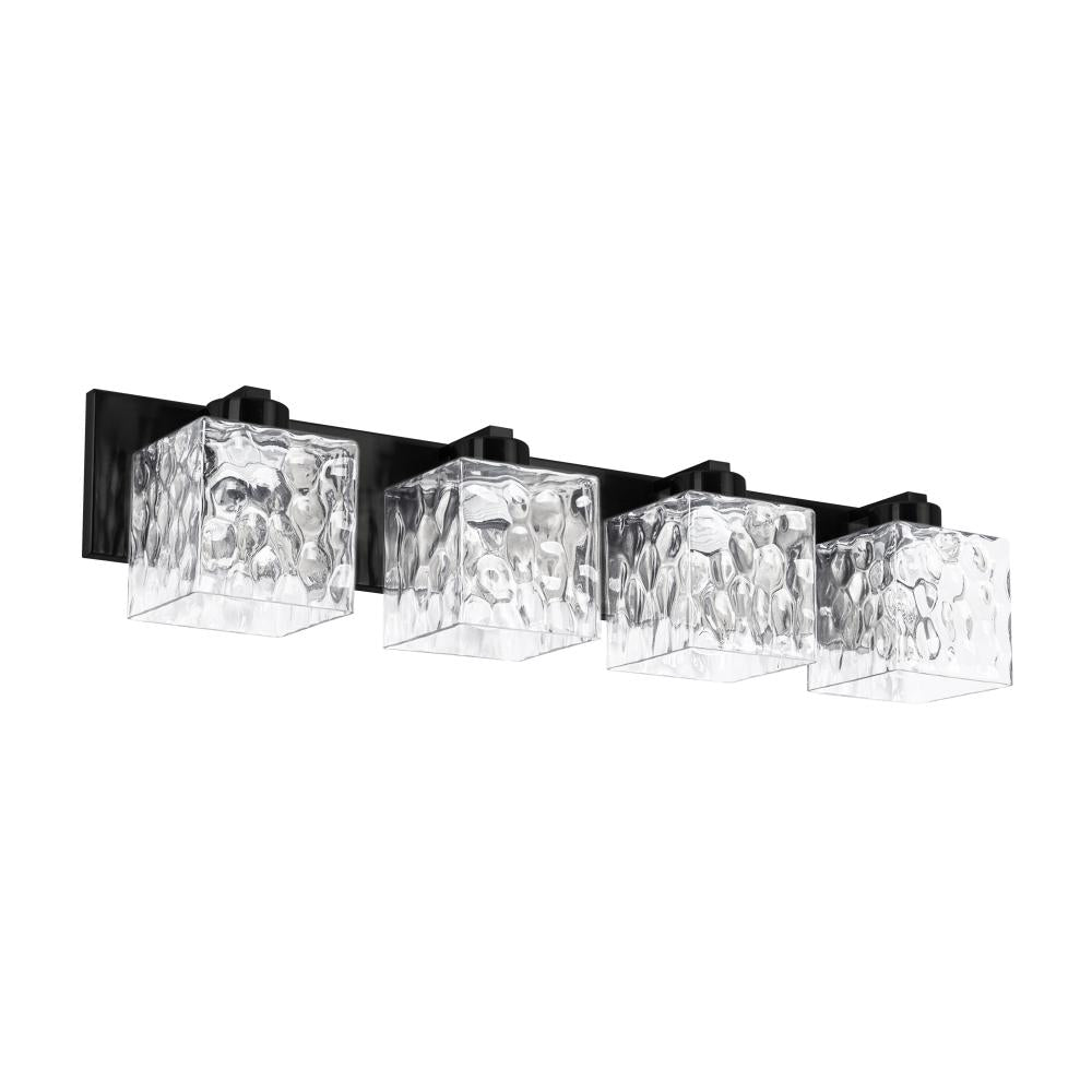 4LT Vanity, MB w/ CLR Water Glass