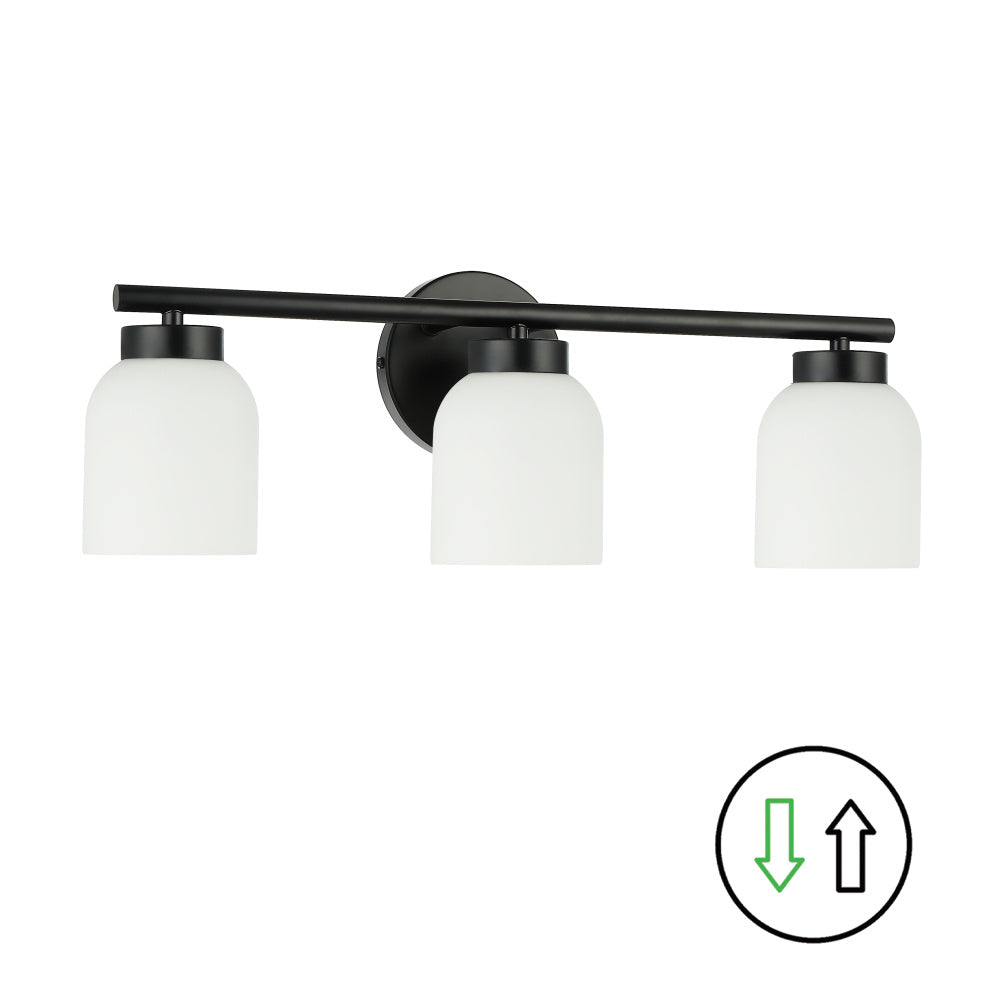 3LT Vanity, MB w/ Opal Glass