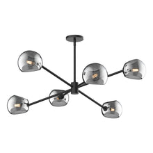 Load image into Gallery viewer, Willow 37-in Matte Black/Smoked Solid Glass 6 Lights Chandeliers