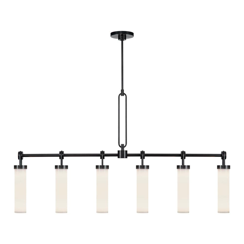 Wynwood 52-in Urban Bronze/Glossy Opal 6 Lights Linear Pendant