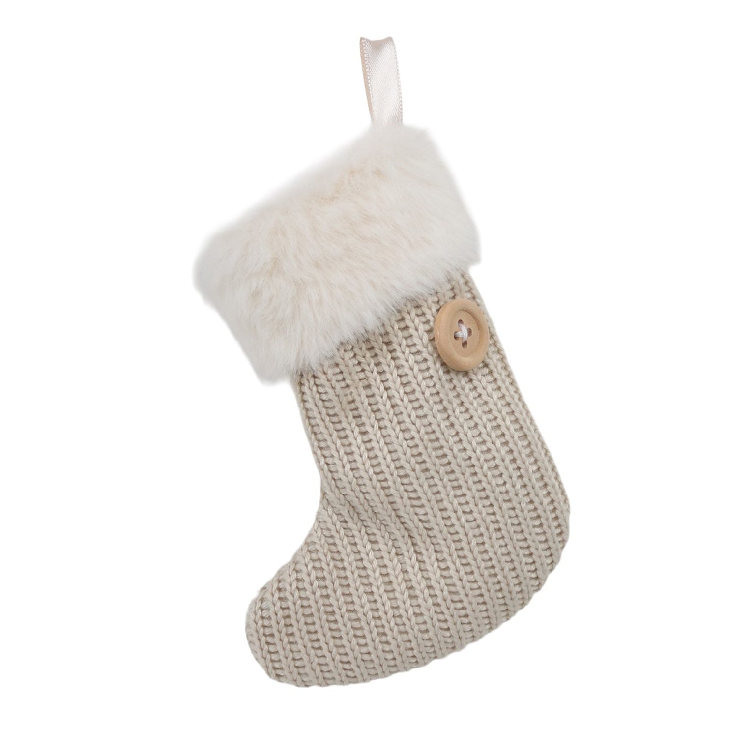 Ornament Fabric Stocking 4"x5" with Fur Cuff (2 Colours)