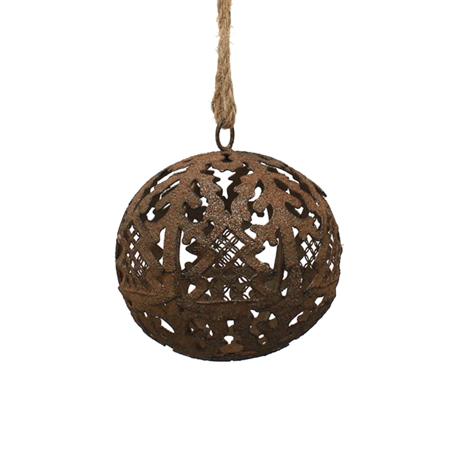 Ball Meta Ornament Decor 6″X6″X16″ Rope & Rust Finish
