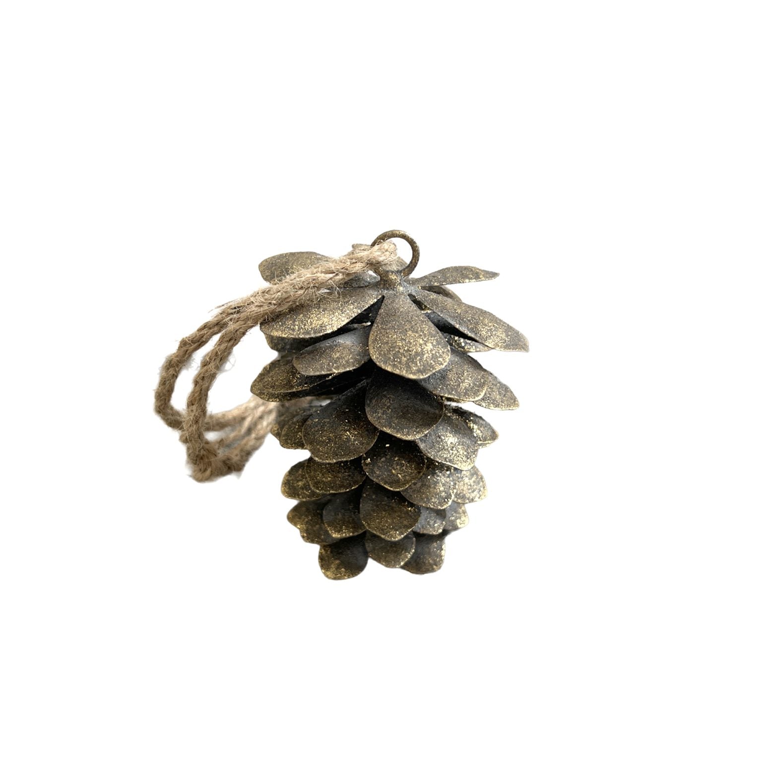 Ornament Metal Pine Cone Rustic Copper Bronze Finished Jute Hanger (3 Sizes)