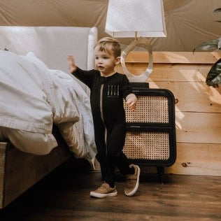 Baby / Kids 2-way zip Bamboo Romper -black with sand zipper -Paddle your own canoe 18-24 month