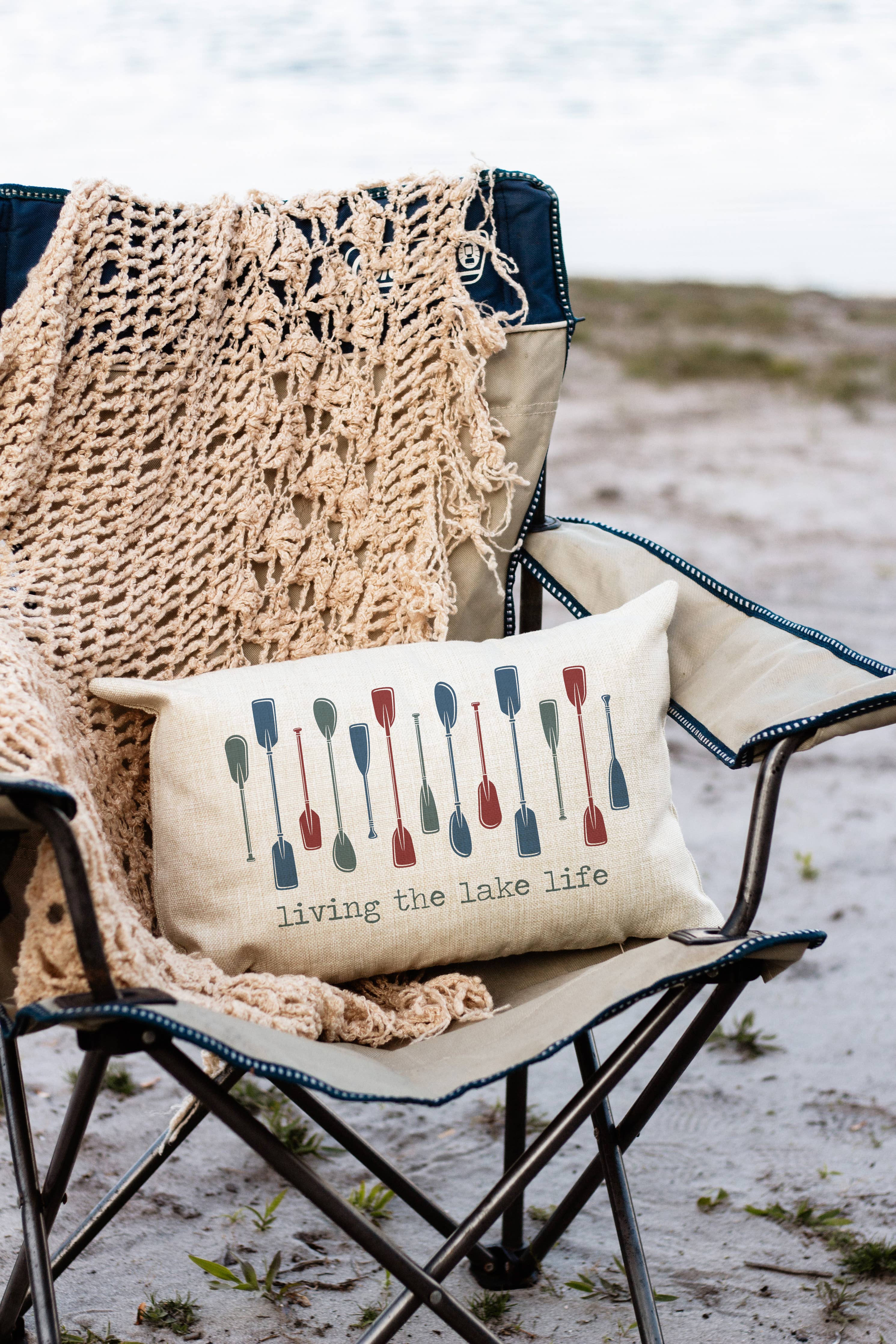 Lake Life Pillow, Decor House Cabin Rustic Oars Paddles