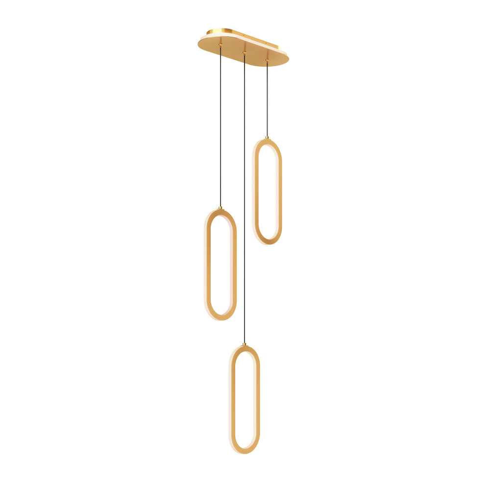 3 Vertical Oblong Pendants With Lit Cluster 5CCT