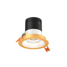 Load image into Gallery viewer, 3in Modular Downlight, 5CCT, 35 Degree Beam Angle, Regressed, White, Gold Trim