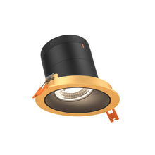 Load image into Gallery viewer, 4in Modular Downlight, 5CCT, 35 Degree Beam Angle, Slope Ceiling, Black, Gold Trim