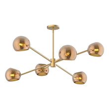 Load image into Gallery viewer, Willow 37-in Brushed Gold/Copper Glass 6 Lights Chandeliers