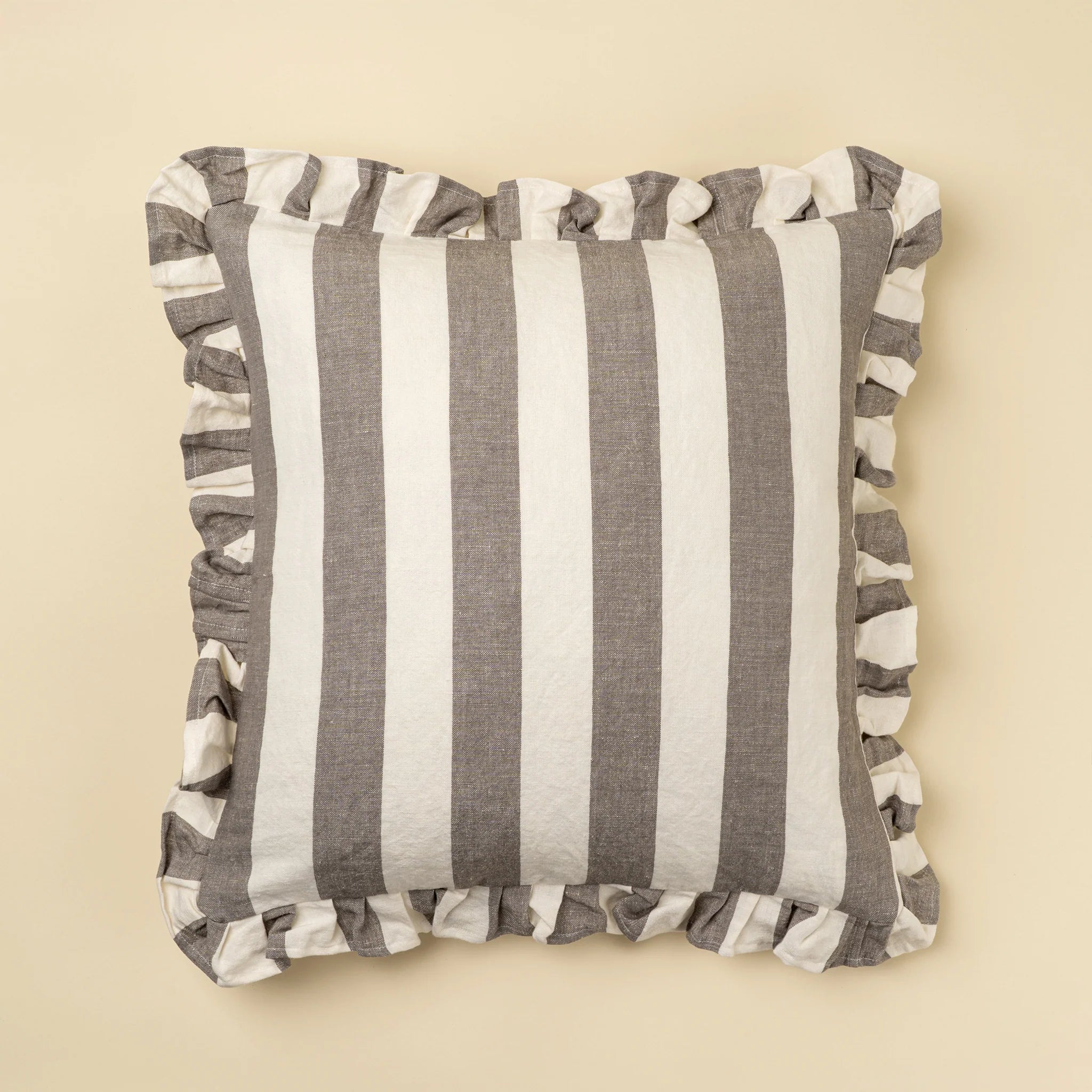20x20 ruffle thick stripe pillow, grey