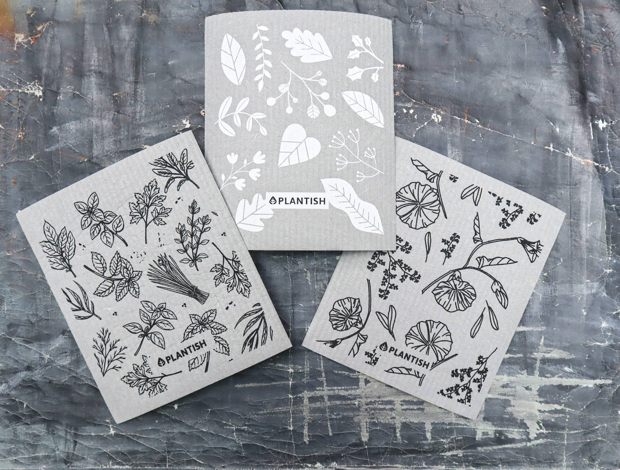 Healing Herbs - Set of 3 Swedish Sponge Cloths