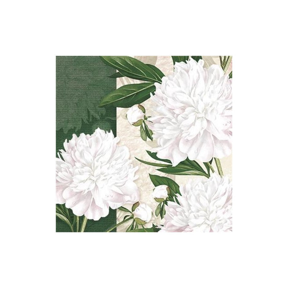 White Peonies Paper Napkins