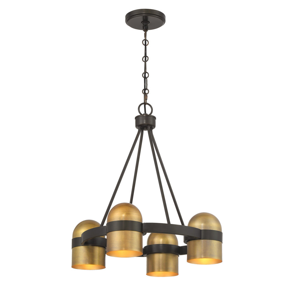 Andover 4-Light Chandelier in Mediterranean Bronze and Riviera Brass