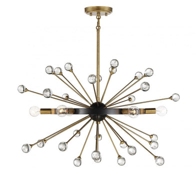 Ariel 6-Light Chandelier in Como Black with Gold Accents