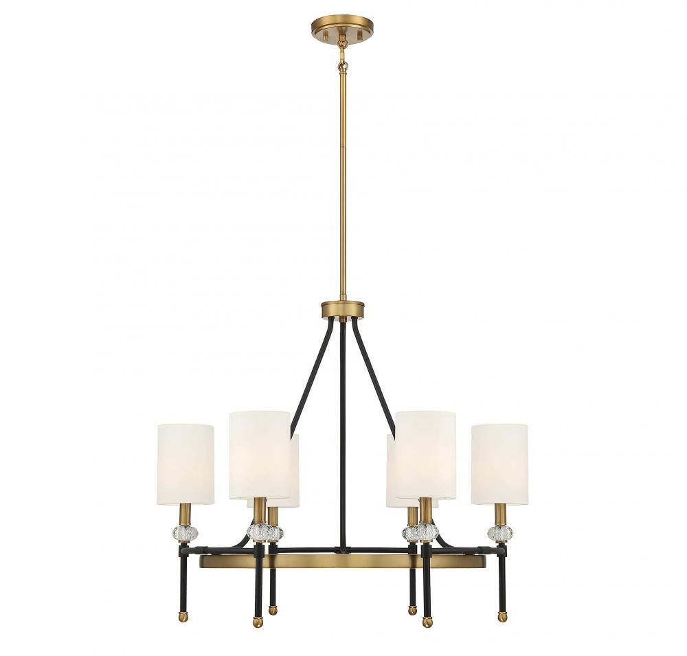 Tivoli 6-Light Chandelier in Matte Black with Warm Brass Accents