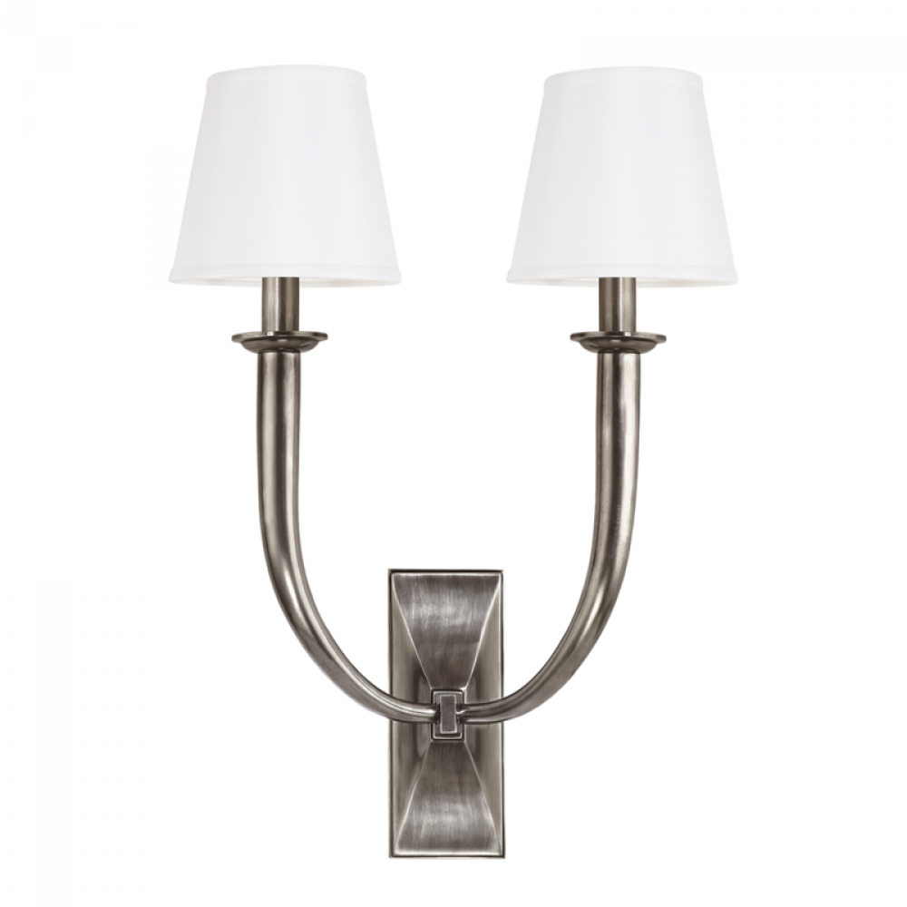 2 LIGHT WALL SCONCE w/WHITE SHADE