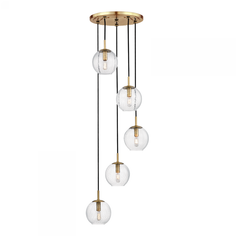 5 LIGHT PENDANT WITH CLEAR GLASS