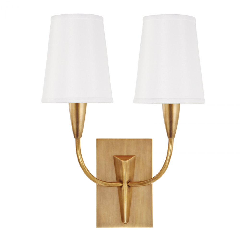 2 LIGHT WALL SCONCE w/WHITE SHADE