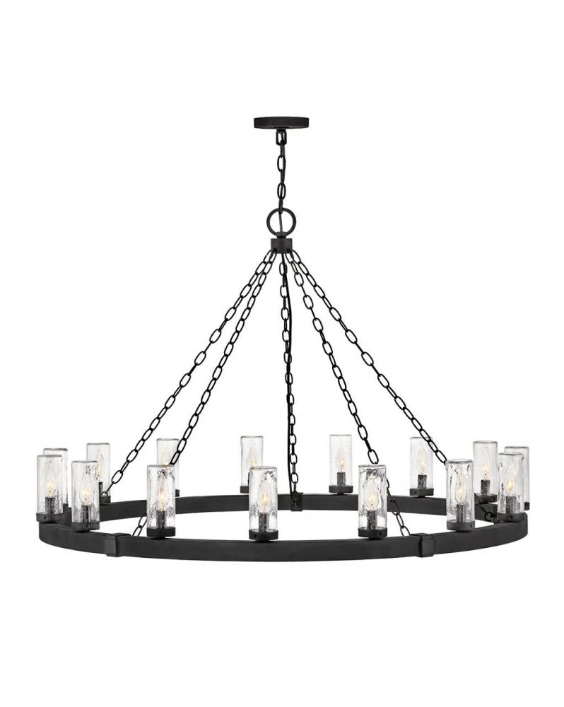 Large Single Tier Chandelier - Black