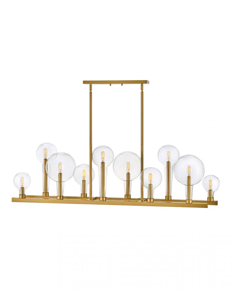 Medium Ten Light Linear - Brass