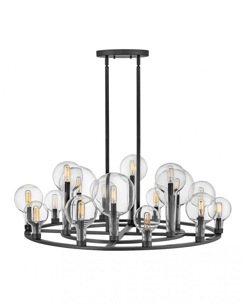Large Single Tier Chandelier - Black