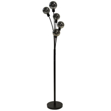 Load image into Gallery viewer, 5LT Incandescent Floor Lamp, Black w/Smoked Glass
