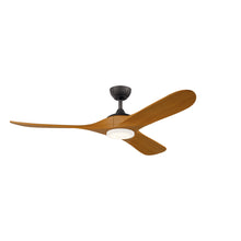 Load image into Gallery viewer, 60 Inch Mylo Ceiling Fan with Satin Etch Cased Opal Glass in Anvil Iron with Honey Maple Wood Blades
