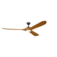 Load image into Gallery viewer, 80 Inch Mylo Ceiling Fan with Satin Etch Cased Opal Glass in Anvil Iron with Honey Maple Wood Blades

