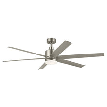 Load image into Gallery viewer, 65 Inch Loa Ceiling Fan with Satin Etch Cased Opal Glass in Brushed Nickel with Silver Blades

