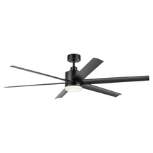 Load image into Gallery viewer, 65 Inch Loa Ceiling Fan with Satin Etch Cased Opal Glass in Satin Black with Black Blades
